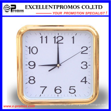 Gold Frame Logo impressão quadrada plástico relógio de parede (Item27)